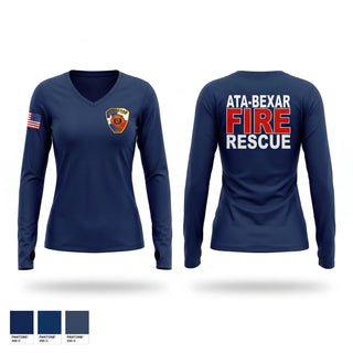 Womens Long Sleeve Vneck Shirt, Ata-Bexar Fire Department, Fire Department, Teamtime, Team time, sublimation, custom sports apparel, team uniforms, spirit wear, spiritwear, sports uniforms, custom shirts, team store, custom team store, fundraiser sports, apparel fundraiser