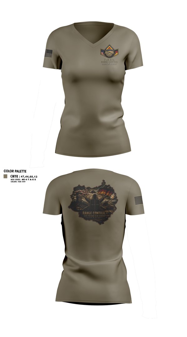 Womens Short Sleeve Vneck Shirt, 7TH ATC, Army, Teamtime, Team time, sublimation, custom sports apparel, team uniforms, spirit wear, spiritwear, sports uniforms, custom shirts, team store, custom team store, fundraiser sports, apparel fundraiser