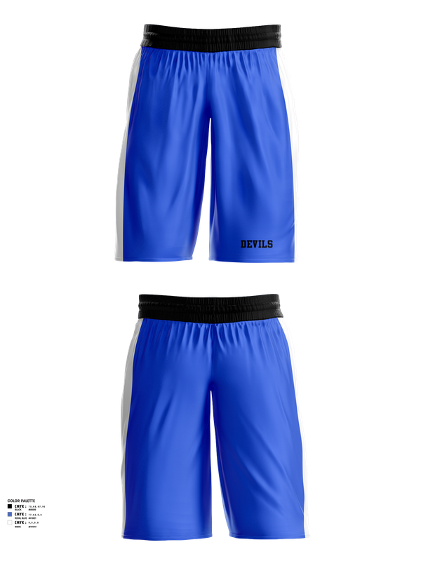 Mens Reversible Basketball Shorts, Devils, Men's Basketball, Teamtime, Team time, sublimation, custom sports apparel, team uniforms, spirit wear, spiritwear, sports uniforms, custom shirts, team store, custom team store, fundraiser sports, apparel fundraiser