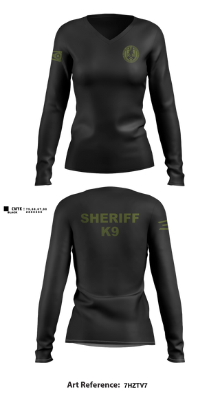 Womens Long Sleeve Vneck Shirt, Franklin County Sheriff Office K9, Police, Teamtime, Team time, sublimation, custom sports apparel, team uniforms, spirit wear, spiritwear, sports uniforms, custom shirts, team store, custom team store, fundraiser sports, apparel fundraiser