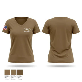 Womens Short Sleeve Vneck Shirt, CFAO security, Navy, Teamtime, Team time, sublimation, custom sports apparel, team uniforms, spirit wear, spiritwear, sports uniforms, custom shirts, team store, custom team store, fundraiser sports, apparel fundraiser