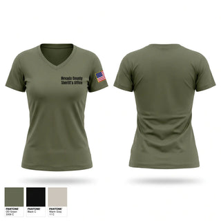 Womens Short Sleeve Vneck Shirt, Nevada County Sheriff’s Office, Police, Teamtime, Team time, sublimation, custom sports apparel, team uniforms, spirit wear, spiritwear, sports uniforms, custom shirts, team store, custom team store, fundraiser sports, apparel fundraiser