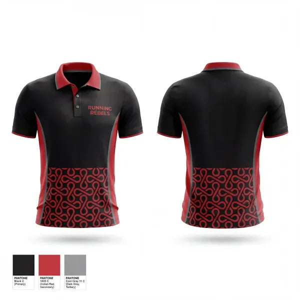 Short Sleeve Performance Polo, Running rebels, Men's Basketball, Teamtime, Team time, sublimation, custom sports apparel, team uniforms, spirit wear, spiritwear, sports uniforms, custom shirts, team store, custom team store, fundraiser sports, apparel fundraiser