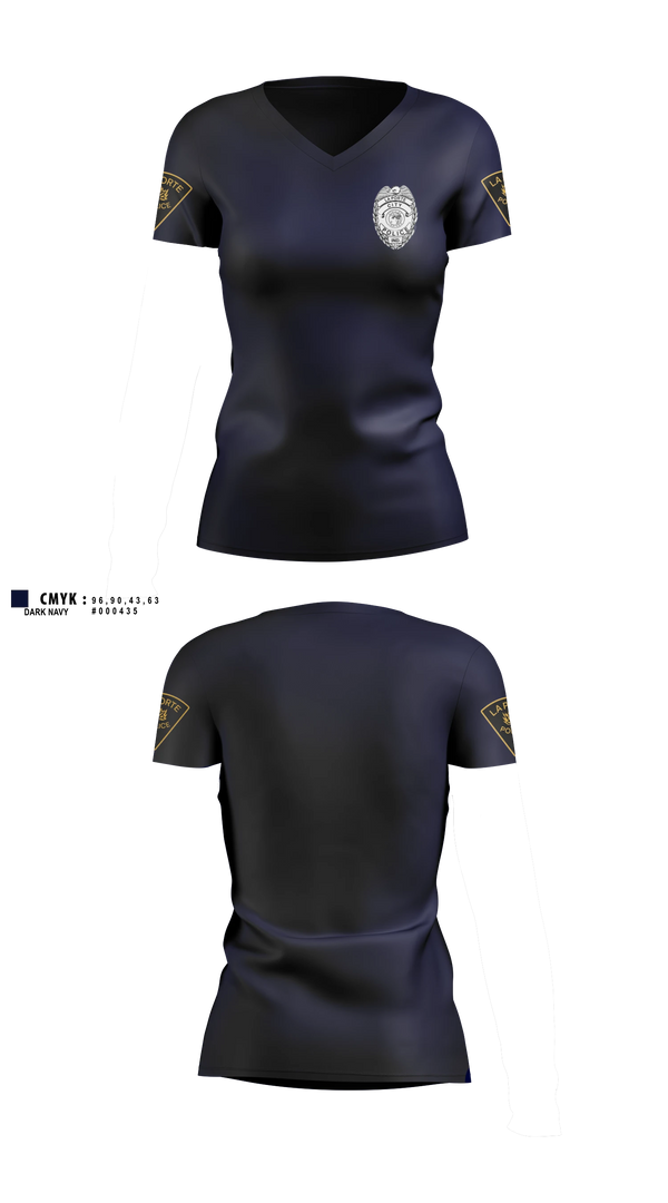 Womens Short Sleeve Vneck Shirt, City of LaPorte Police Department, Police, Teamtime, Team time, sublimation, custom sports apparel, team uniforms, spirit wear, spiritwear, sports uniforms, custom shirts, team store, custom team store, fundraiser sports, apparel fundraiser
