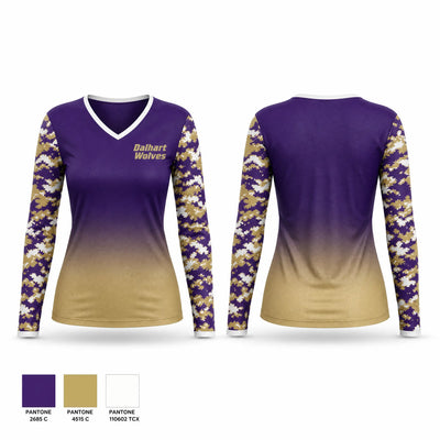 Dalhart Wolves Women's Long Sleeve V-neck Shirt - 1