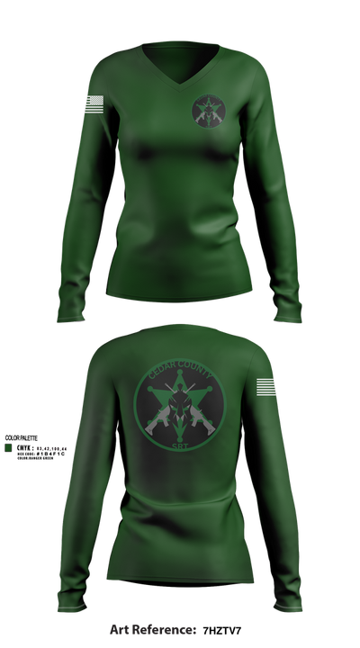 CEDAR COUNTY SRT 26939757 Women's Long Sleeve V-neck Shirt - 1