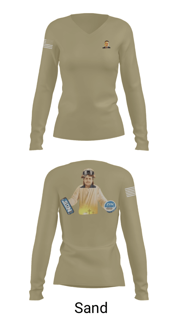 Women's Long Sleeve Vneck Shirt, 1st DSB, Marines, Teamtime, Team time, sublimation, custom sports apparel, team uniforms, spirit wear, spiritwear, sports uniforms, custom shirts, team store, custom team store, fundraiser sports, apparel fundraiser
