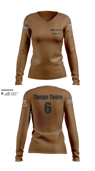 Women's Long Sleeve Vneck Shirt, 1/204th ADA, , Teamtime, Team time, sublimation, custom sports apparel, team uniforms, spirit wear, spiritwear, sports uniforms, custom shirts, team store, custom team store, fundraiser sports, apparel fundraiser