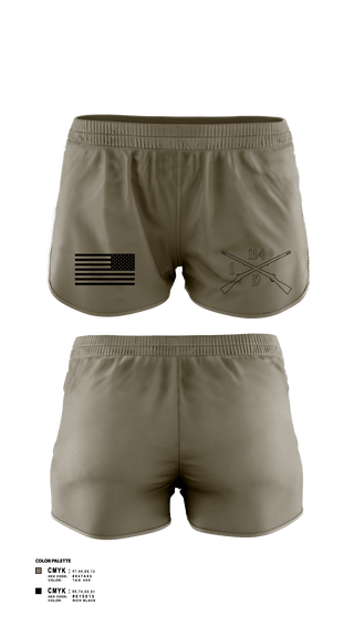 Women's Shorts, Delta company 114, Army, Teamtime, Team time, sublimation, custom sports apparel, team uniforms, spirit wear, spiritwear, sports uniforms, custom shirts, team store, custom team store, fundraiser sports, apparel fundraiser