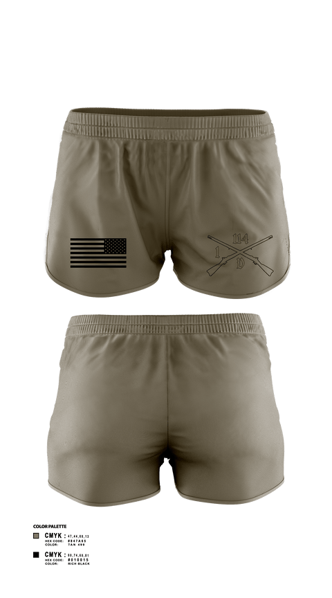 Women's Shorts, Delta company 114, Army, Teamtime, Team time, sublimation, custom sports apparel, team uniforms, spirit wear, spiritwear, sports uniforms, custom shirts, team store, custom team store, fundraiser sports, apparel fundraiser