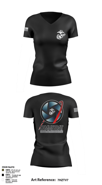 MCRDPI COMMSTRAT 84265949 Women's Short Sleeve V-neck Shirt - 6