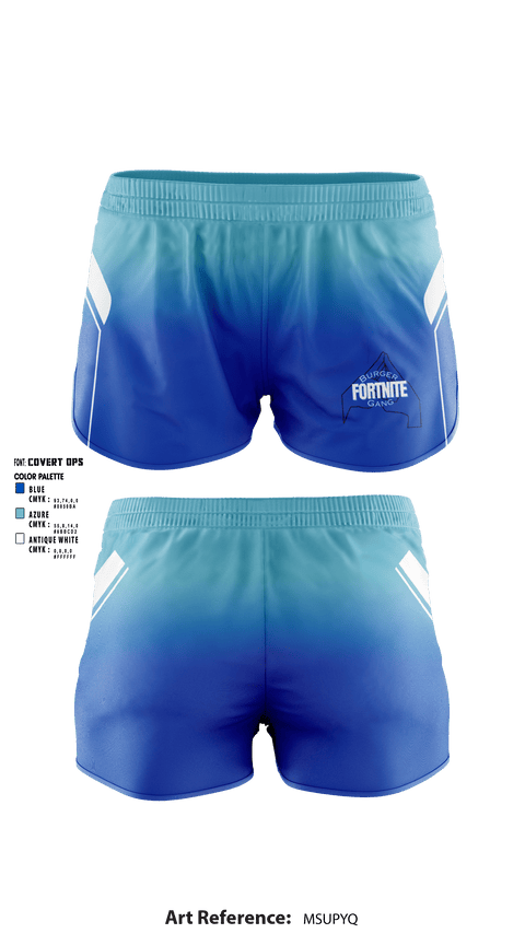 Women's Shorts, Fortnite Burger Gang, E-Sports, Teamtime, Team time, sublimation, custom sports apparel, team uniforms, spirit wear, spiritwear, sports uniforms, custom shirts, team store, custom team store, fundraiser sports, apparel fundraiser