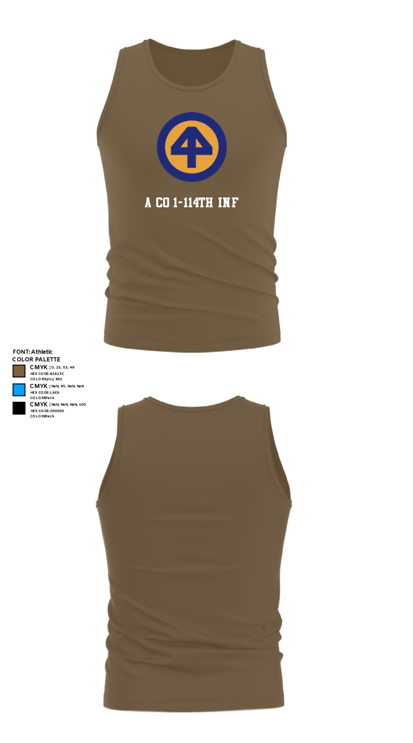 Tank Top, A Co 1/1-114thA Co 1-114th INF, Army, Teamtime, Team time, sublimation, custom sports apparel, team uniforms, spirit wear, spiritwear, sports uniforms, custom shirts, team store, custom team store, fundraiser sports, apparel fundraiser