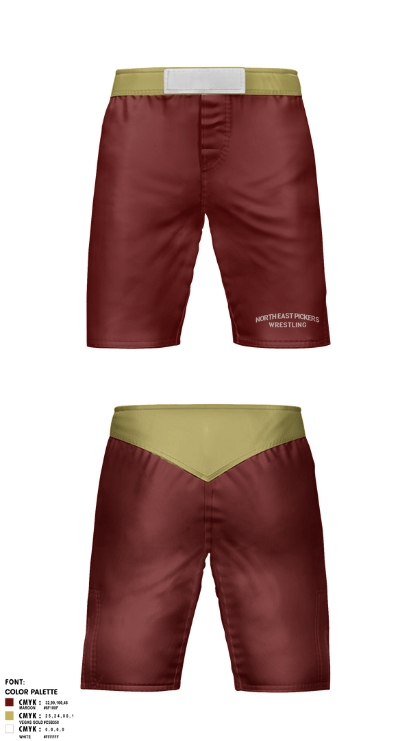 Fight Shorts, North East Pickers, Wrestling, Teamtime, Team time, sublimation, custom sports apparel, team uniforms, spirit wear, spiritwear, sports uniforms, custom shirts, team store, custom team store, fundraiser sports, apparel fundraiser