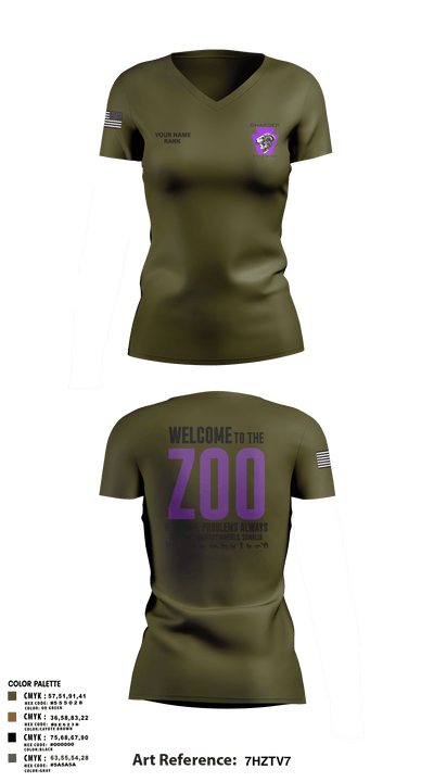 Charger Co. / 2-112th Infantry Battalion 37738588 Women's Short Sleeve V-neck Shirt - 56