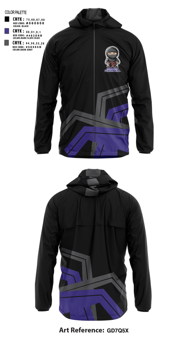 Windbreaker, Ninjas, Football, Teamtime, Team time, sublimation, custom sports apparel, team uniforms, spirit wear, spiritwear, sports uniforms, custom shirts, team store, custom team store, fundraiser sports, apparel fundraiser