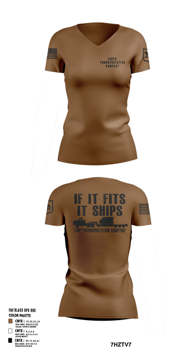740TH TRANSPORTATION COMPANY 35775889 Women's Short Sleeve V-neck Shirt - 1