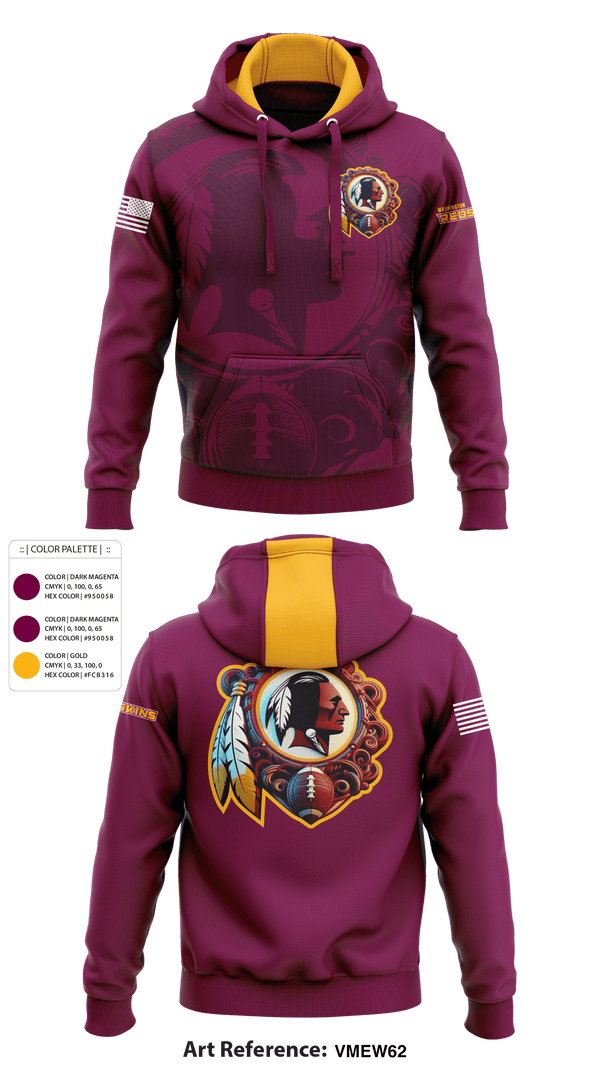 Hoodie, Washington Redskins, Football, Teamtime, Team time, sublimation, custom sports apparel, team uniforms, spirit wear, spiritwear, sports uniforms, custom shirts, team store, custom team store, fundraiser sports, apparel fundraiser