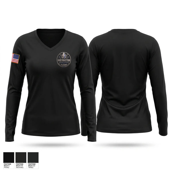 Womens Long Sleeve Vneck Shirt, SAC Police Instructor, Police, Teamtime, Team time, sublimation, custom sports apparel, team uniforms, spirit wear, spiritwear, sports uniforms, custom shirts, team store, custom team store, fundraiser sports, apparel fundraiser
