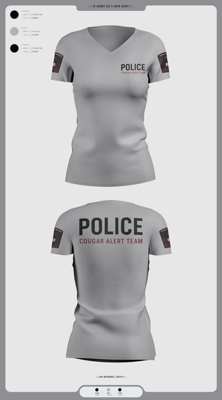 Womens Short Sleeve Vneck Shirt, Cougar Alert Team 1, Police, Teamtime, Team time, sublimation, custom sports apparel, team uniforms, spirit wear, spiritwear, sports uniforms, custom shirts, team store, custom team store, fundraiser sports, apparel fundraiser