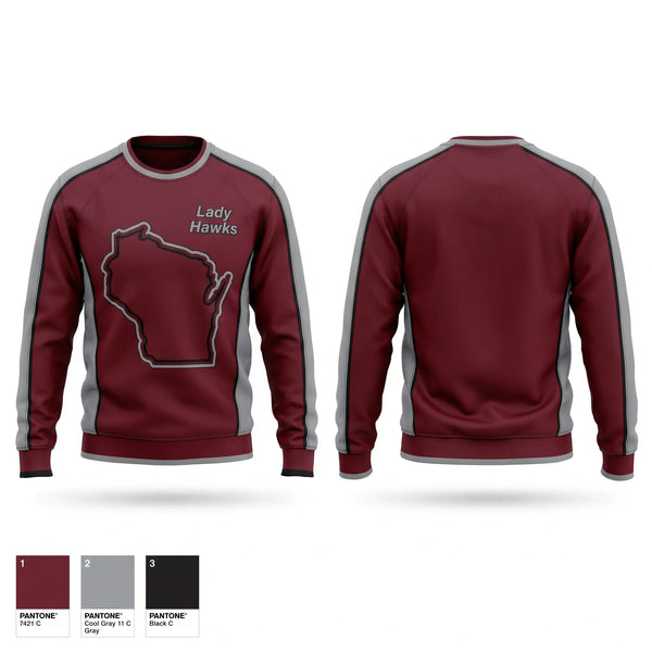 Crew Neck Sweatshirt, Lady Hawks, Softball, Teamtime, Team time, sublimation, custom sports apparel, team uniforms, spirit wear, spiritwear, sports uniforms, custom shirts, team store, custom team store, fundraiser sports, apparel fundraiser