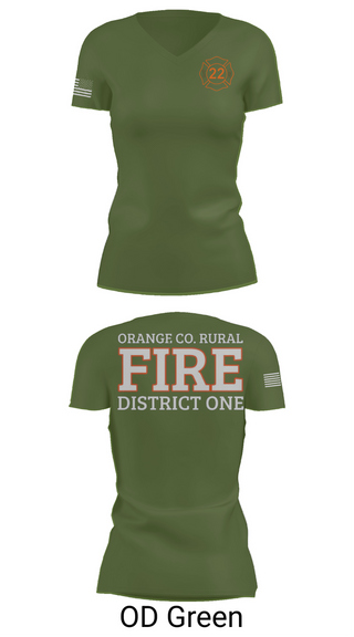 Womens Short Sleeve Vneck Shirt, Orange County Rural District 1 Fire Department, , Teamtime, Team time, sublimation, custom sports apparel, team uniforms, spirit wear, spiritwear, sports uniforms, custom shirts, team store, custom team store, fundraiser sports, apparel fundraiser