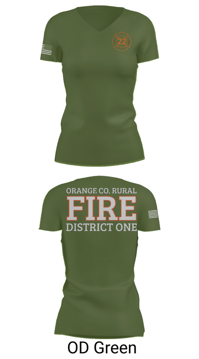 Orange County Rural District 1 Fire Department 66539276 Women's Short Sleeve V-neck Shirt - 48