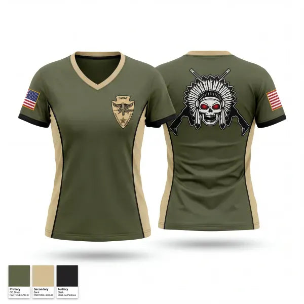 Womens Short Sleeve Vneck Shirt, Osceola County SWAT, Police, Teamtime, Team time, sublimation, custom sports apparel, team uniforms, spirit wear, spiritwear, sports uniforms, custom shirts, team store, custom team store, fundraiser sports, apparel fundraiser