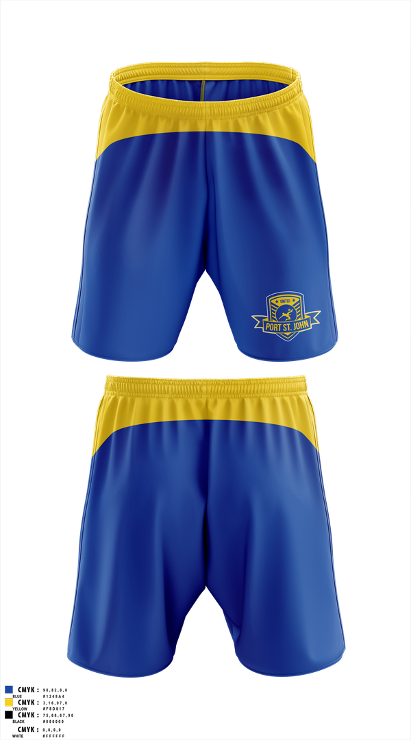 Mens Soccer Shorts, Port St John United Soccer Club, Men's Soccer, Teamtime, Team time, sublimation, custom sports apparel, team uniforms, spirit wear, spiritwear, sports uniforms, custom shirts, team store, custom team store, fundraiser sports, apparel fundraiser