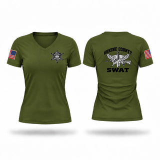 Womens Short Sleeve Vneck Shirt, Greene County SWAT, Police, Teamtime, Team time, sublimation, custom sports apparel, team uniforms, spirit wear, spiritwear, sports uniforms, custom shirts, team store, custom team store, fundraiser sports, apparel fundraiser