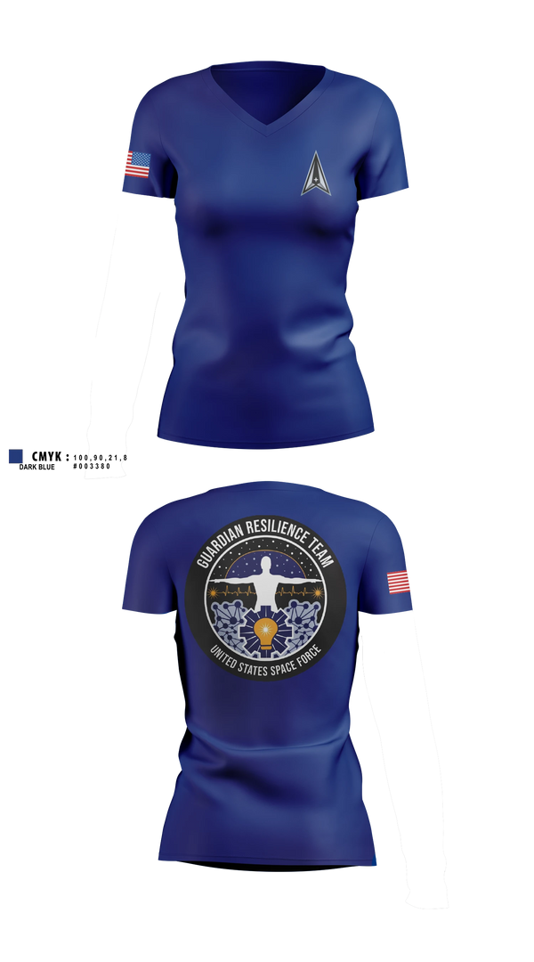 Womens Short Sleeve Vneck Shirt, Guardian Resilience Team, Space Force, Teamtime, Team time, sublimation, custom sports apparel, team uniforms, spirit wear, spiritwear, sports uniforms, custom shirts, team store, custom team store, fundraiser sports, apparel fundraiser