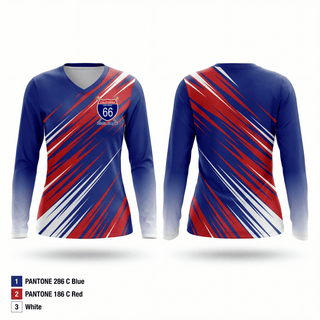 Womens Long Sleeve Vneck Shirt, California District 66 Little League, Baseball, Teamtime, Team time, sublimation, custom sports apparel, team uniforms, spirit wear, spiritwear, sports uniforms, custom shirts, team store, custom team store, fundraiser sports, apparel fundraiser