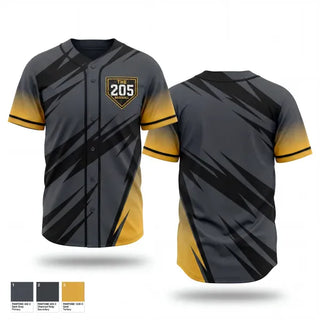 Full Button Baseball Jersey, The 205 Baseball, Baseball, Teamtime, Team time, sublimation, custom sports apparel, team uniforms, spirit wear, spiritwear, sports uniforms, custom shirts, team store, custom team store, fundraiser sports, apparel fundraiser