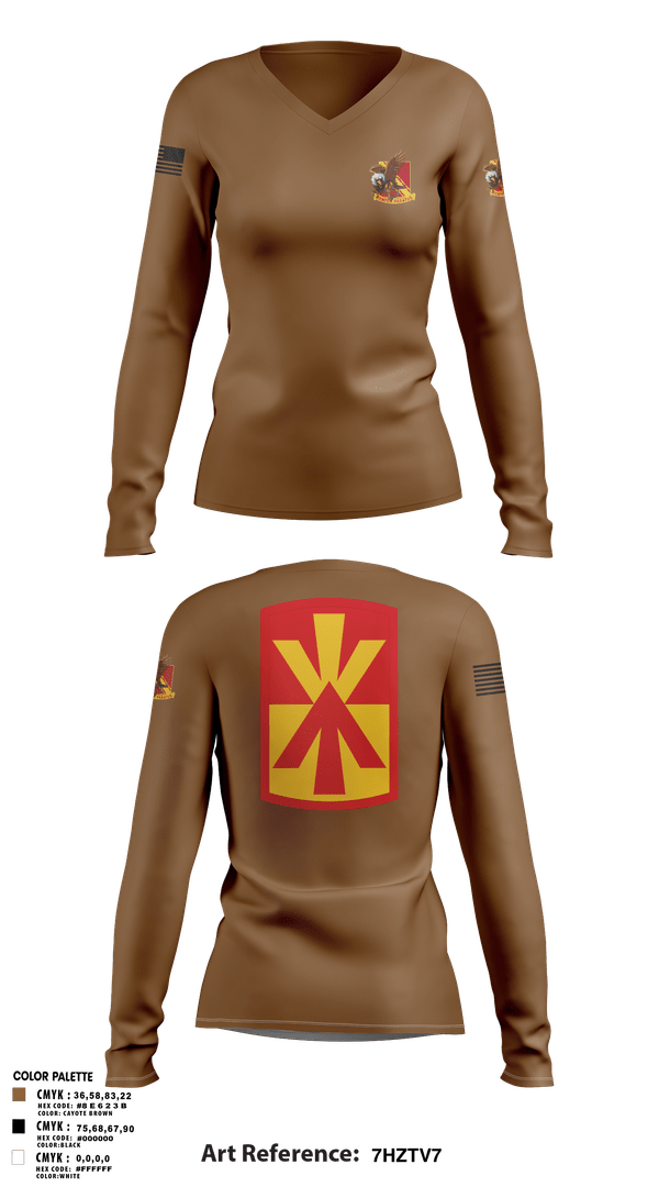 Womens Long Sleeve Vneck Shirt, Alpha Battery 5-52 BN, , Teamtime, Team time, sublimation, custom sports apparel, team uniforms, spirit wear, spiritwear, sports uniforms, custom shirts, team store, custom team store, fundraiser sports, apparel fundraiser