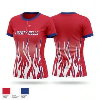Soft Poly Tee Cotton Like Feel, Liberty Bells, Women's Soccer, Teamtime, Team time, sublimation, custom sports apparel, team uniforms, spirit wear, spiritwear, sports uniforms, custom shirts, team store, custom team store, fundraiser sports, apparel fundraiser