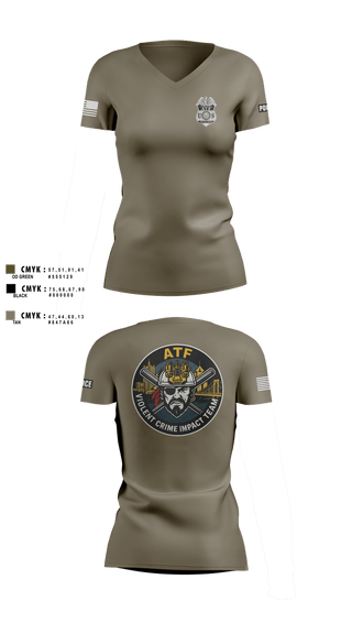 Womens Short Sleeve Vneck Shirt, ATF, Police, Teamtime, Team time, sublimation, custom sports apparel, team uniforms, spirit wear, spiritwear, sports uniforms, custom shirts, team store, custom team store, fundraiser sports, apparel fundraiser