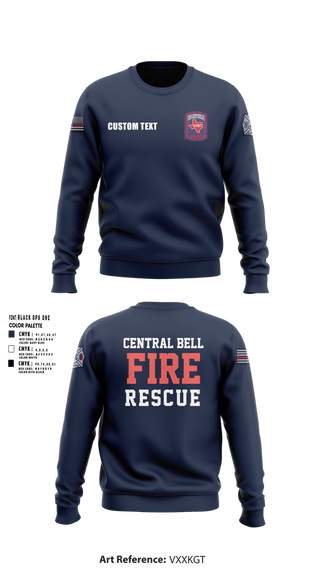 Crew Neck Sweatshirt, Central Bell County Fire Rescue, Fire Department, Teamtime, Team time, sublimation, custom sports apparel, team uniforms, spirit wear, spiritwear, sports uniforms, custom shirts, team store, custom team store, fundraiser sports, apparel fundraiser