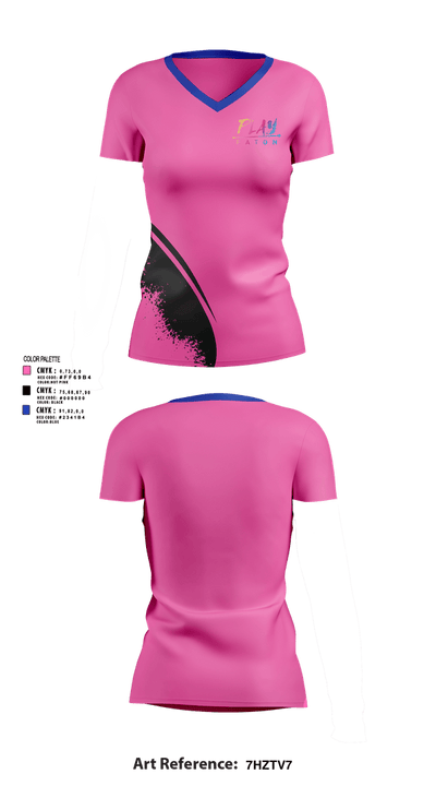 Play Baton 33343949 Women's Short Sleeve V-neck Shirt - 1