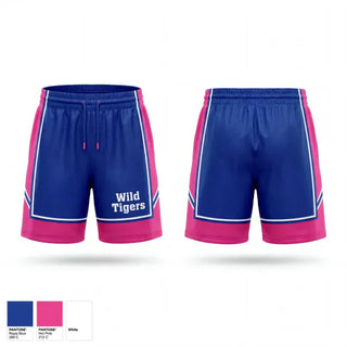 Mens Reversible Basketball Shorts, Wild Tigers, Women's Basketball, Teamtime, Team time, sublimation, custom sports apparel, team uniforms, spirit wear, spiritwear, sports uniforms, custom shirts, team store, custom team store, fundraiser sports, apparel fundraiser