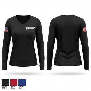 Womens Long Sleeve Vneck Shirt, Indiana University of Pennsylvania Warrior Battalion, Army, Teamtime, Team time, sublimation, custom sports apparel, team uniforms, spirit wear, spiritwear, sports uniforms, custom shirts, team store, custom team store, fundraiser sports, apparel fundraiser