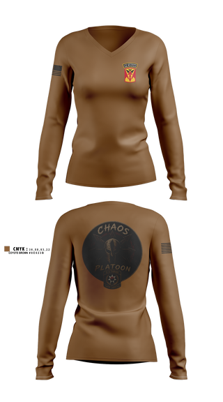 Womens Long Sleeve Vneck Shirt, D-2 CTF Defender, Army, Teamtime, Team time, sublimation, custom sports apparel, team uniforms, spirit wear, spiritwear, sports uniforms, custom shirts, team store, custom team store, fundraiser sports, apparel fundraiser