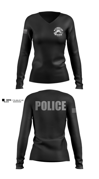Womens Long Sleeve Vneck Shirt, Westmoreland PD, Police, Teamtime, Team time, sublimation, custom sports apparel, team uniforms, spirit wear, spiritwear, sports uniforms, custom shirts, team store, custom team store, fundraiser sports, apparel fundraiser