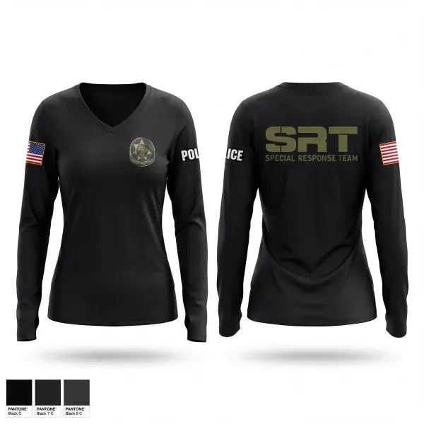 Womens Long Sleeve Vneck Shirt, Chicago Heights Community Response Team, Police, Teamtime, Team time, sublimation, custom sports apparel, team uniforms, spirit wear, spiritwear, sports uniforms, custom shirts, team store, custom team store, fundraiser sports, apparel fundraiser