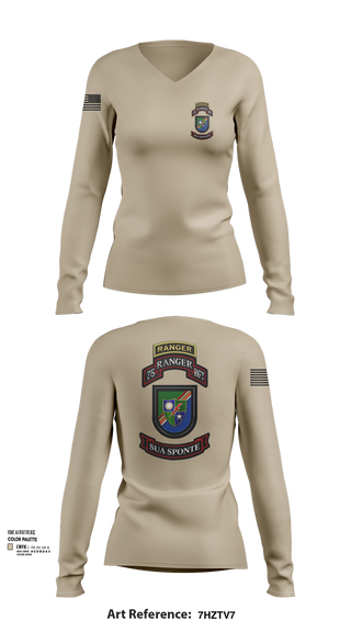 Womens Long Sleeve Vneck Shirt, 3rd/75th Ranger Regiment, , Teamtime, Team time, sublimation, custom sports apparel, team uniforms, spirit wear, spiritwear, sports uniforms, custom shirts, team store, custom team store, fundraiser sports, apparel fundraiser