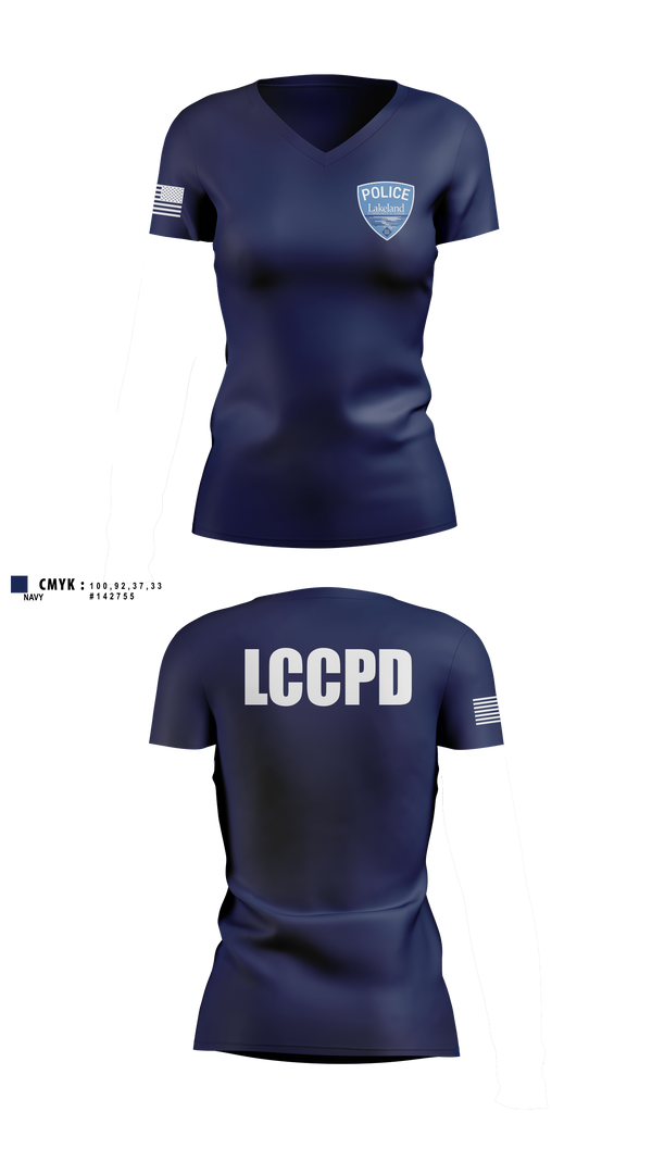 Womens Short Sleeve Vneck Shirt, Lakeland Community College Police Department, Police, Teamtime, Team time, sublimation, custom sports apparel, team uniforms, spirit wear, spiritwear, sports uniforms, custom shirts, team store, custom team store, fundraiser sports, apparel fundraiser