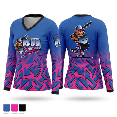 Bear Ballerz Women's Long Sleeve V-neck Shirt - 1