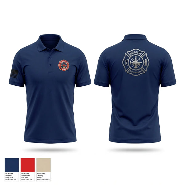 Short Sleeve Performance Polo, Morocco Fire Department, Fire Department, Teamtime, Team time, sublimation, custom sports apparel, team uniforms, spirit wear, spiritwear, sports uniforms, custom shirts, team store, custom team store, fundraiser sports, apparel fundraiser