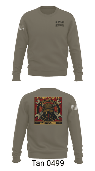 Crew Neck Sweatshirt, 6-37 Field Artillery, Army, Teamtime, Team time, sublimation, custom sports apparel, team uniforms, spirit wear, spiritwear, sports uniforms, custom shirts, team store, custom team store, fundraiser sports, apparel fundraiser