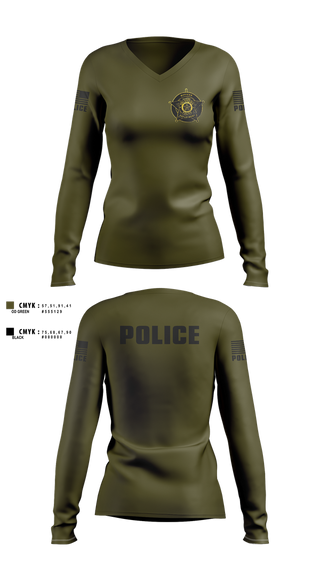 Womens Long Sleeve Vneck Shirt, Quinton Police Department, Police, Teamtime, Team time, sublimation, custom sports apparel, team uniforms, spirit wear, spiritwear, sports uniforms, custom shirts, team store, custom team store, fundraiser sports, apparel fundraiser