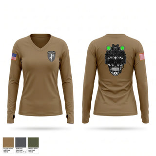 Womens Long Sleeve Vneck Shirt, 451 B Co Los Bastardos451 B Co Los Bastardos, Army, Teamtime, Team time, sublimation, custom sports apparel, team uniforms, spirit wear, spiritwear, sports uniforms, custom shirts, team store, custom team store, fundraiser sports, apparel fundraiser